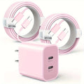 2-Pack For IPhone 15/15Pro/IPad Pro Charger, 40W Dual Port Block With 2Pack 6FT USB