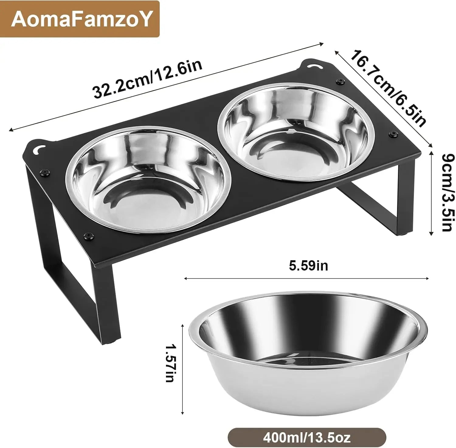 Elevated Cat Food and Water Bowls Set