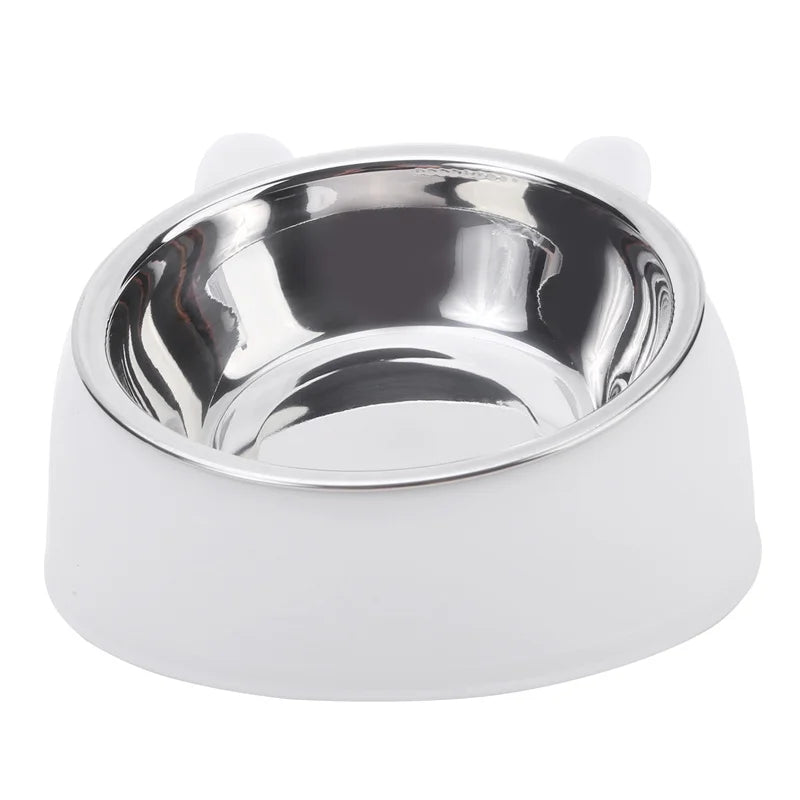 1/2/5pcs Created Inclined Cat Water Bowl & Stainless Steel Feeding Bowl