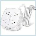 8 Outlet Surge Protector with 4 USB Ports, 6ft Cord, Flat Plug, Wall Mount, 3-Side Design, ETL