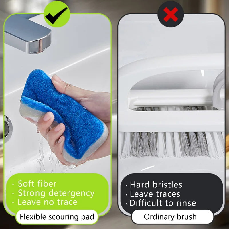 Bathroom Sponge Cleaning Brush Multi-Functional Tool With Long Removable Handle