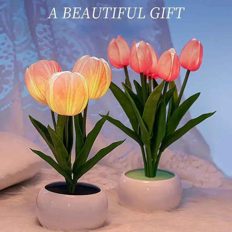 1 PC Tulip LED Night Light, Stimulated Atmosphere Bouquet Light.