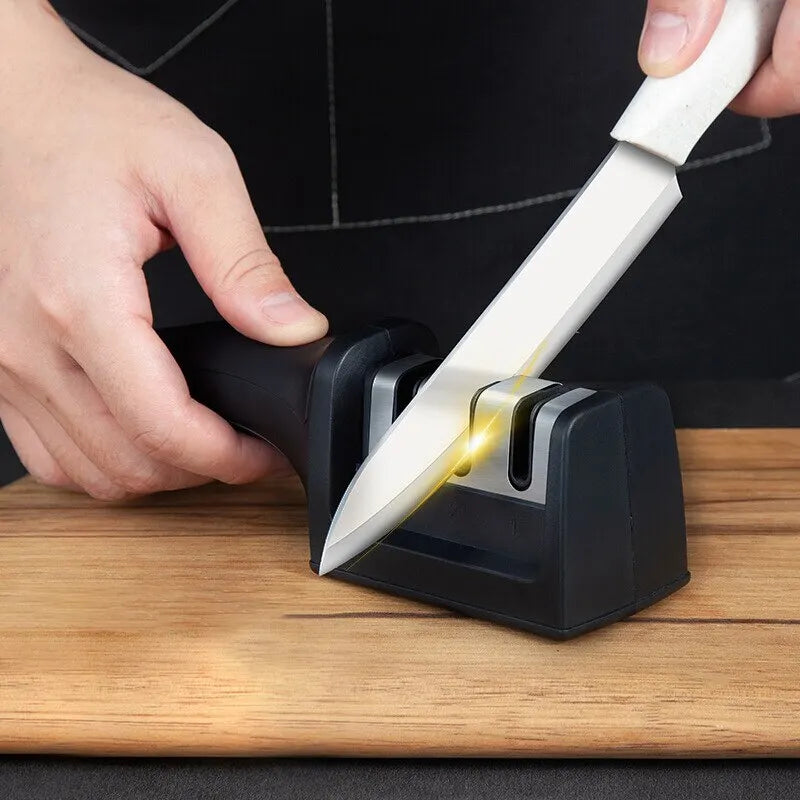 1Pc Black Kitchen Three Segment Multi-Knife Sharpener