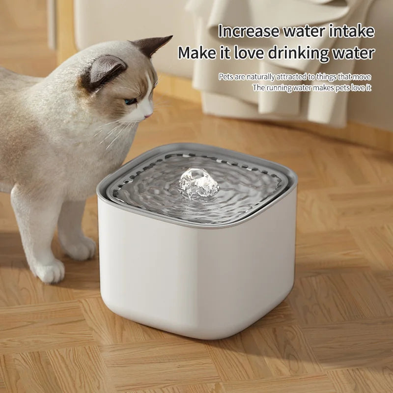3L Auto Recirculate Cat Water Drinking Fountain With Large Capacity Filtering USB Electric Mute