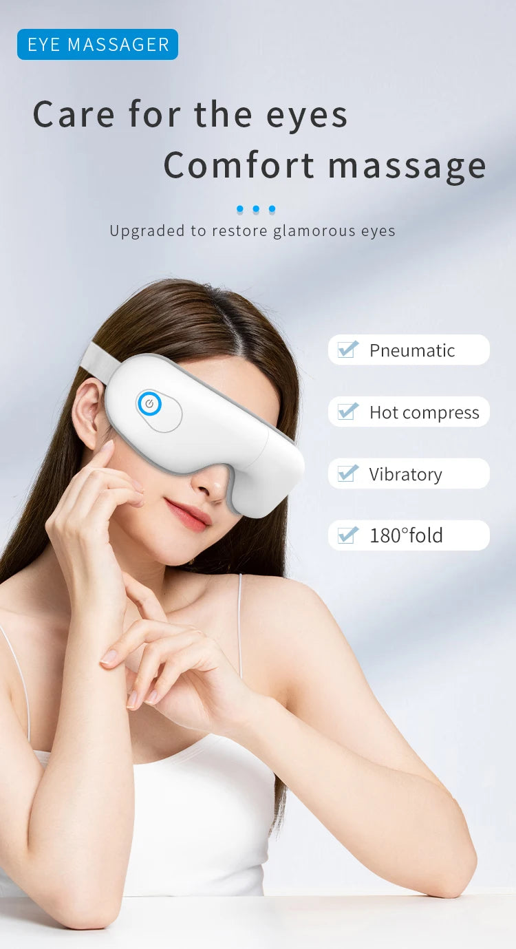 Folding Eye Massager Eye Mask with Heat and Bluetooth Music Airbag