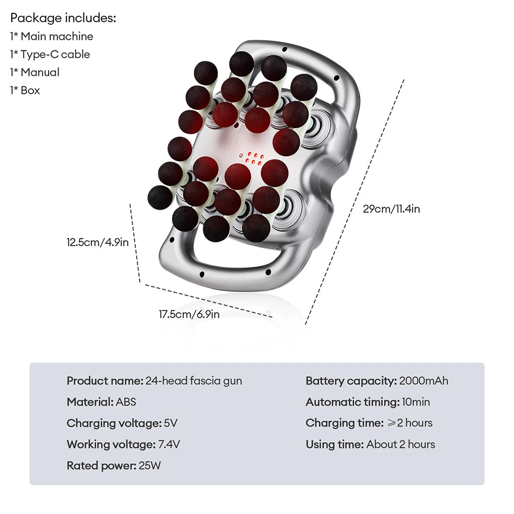 16-Head Fascia High-Frequency Vibration Body Massager For Back, Waist, Neck, and Shoulders