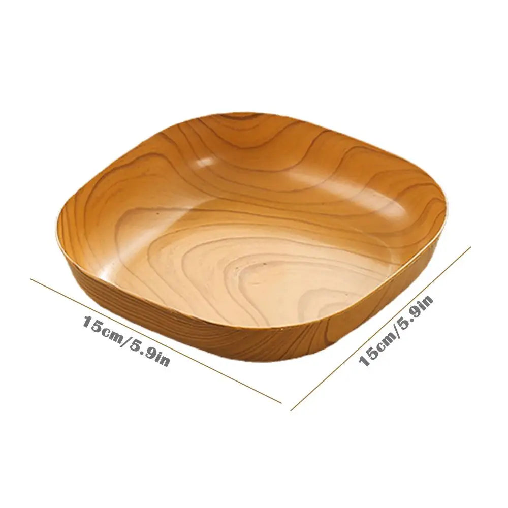 10PCS Japanese-style Plastic Dish Multifunctional Simple Imitation Wood Grain Bone Spitting Dish