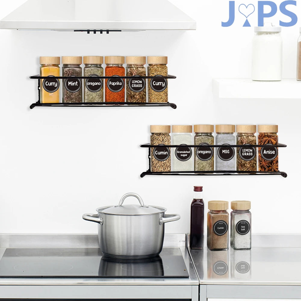 5Pcs Glass Organizer Kitchen Favorite Spice Jar Set With Bamboo Lid