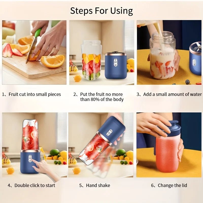 Portable Wireless Blender Electric Fruit Juicer Machine With Ice Crushing Blades - Lovies Kitchenwares