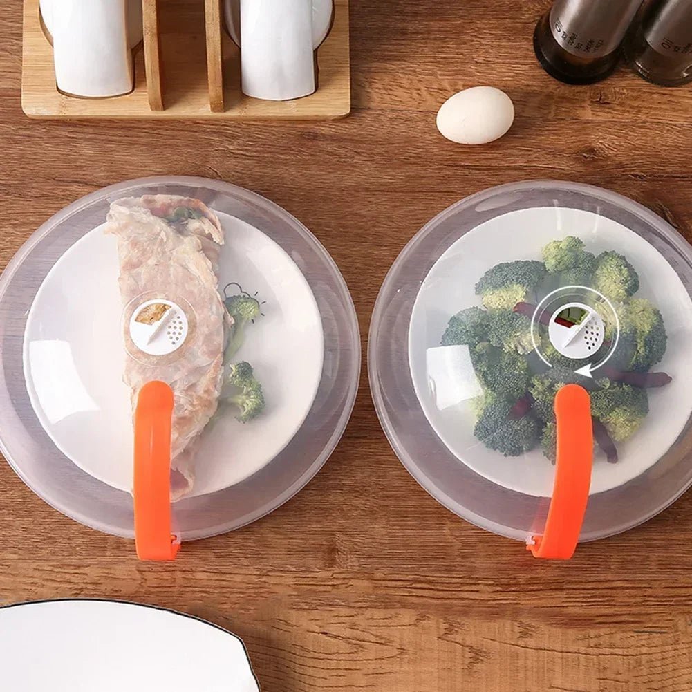 Microwave Food Splash Guard High Temperature Resistant Food Heating Cover with Steam Vent and Handle With Transparent Plate Cover - Lovies Kitchenwares