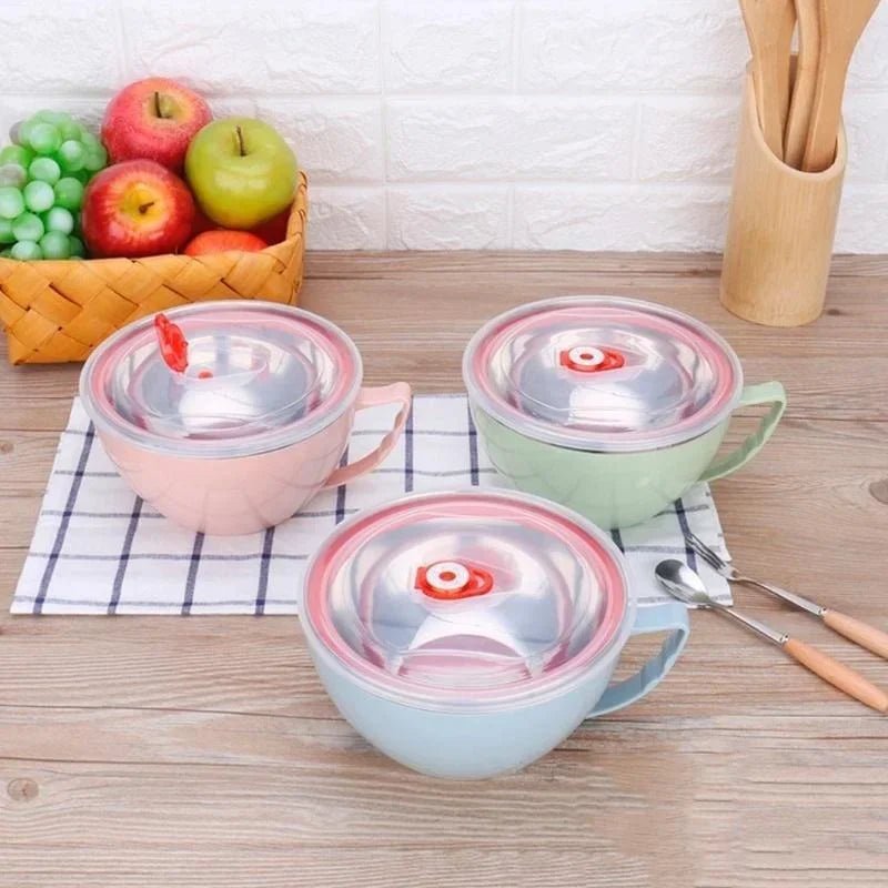 Anti-Scalding Stainless Steel Bowls with Handle and Solid Color Mixing Bowl - Lovies Kitchenwares