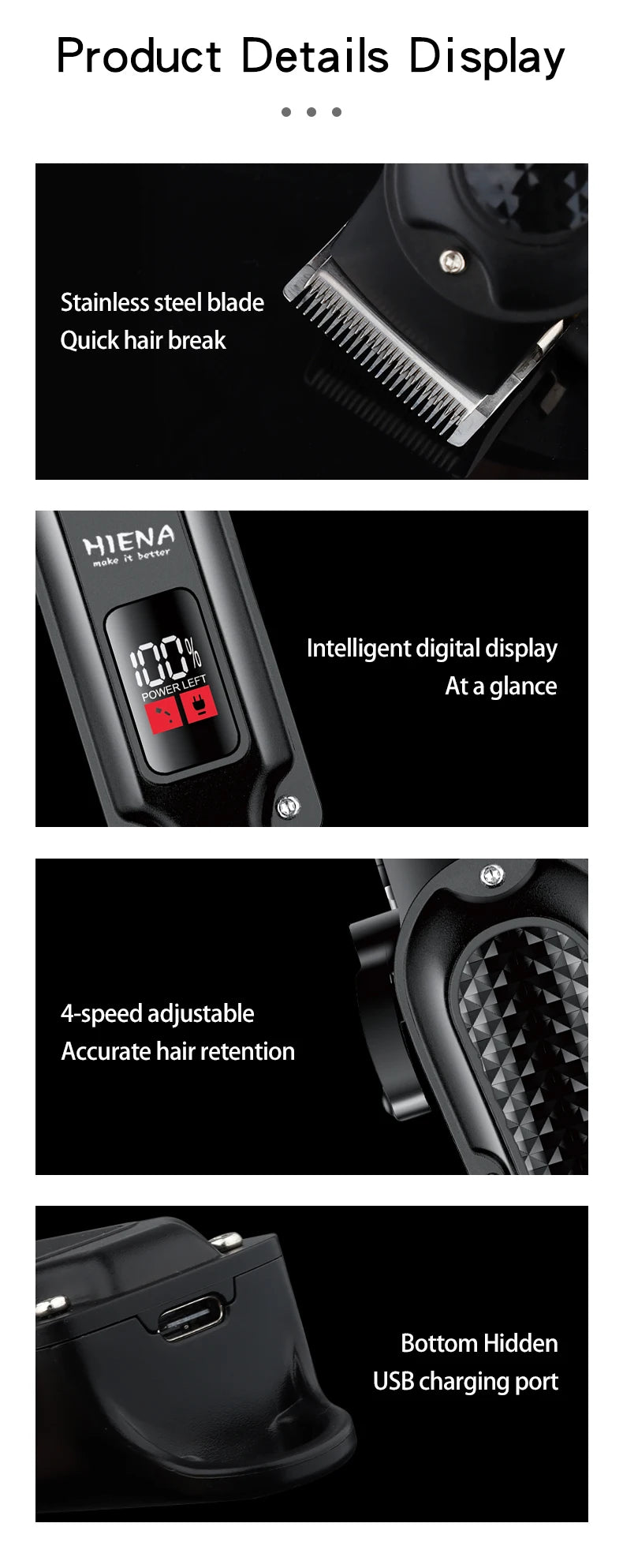 Electric Hair Clipper USB Rechargeable Cordless Beard Trimmer For Men With Electric Hair Clipper Trimming Tool