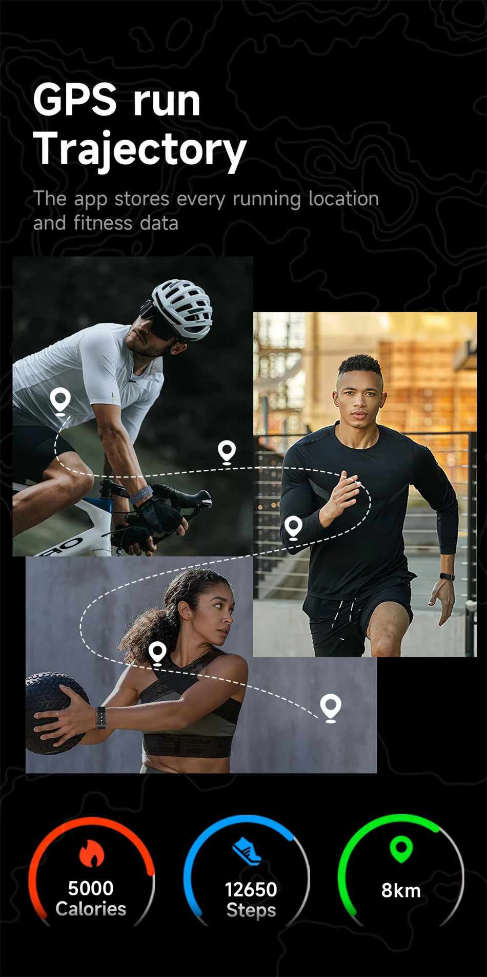 Sport Fitness Tracker Smart Bracelet Heart Rate Blood Pressure Monitor & Smartwatch Band