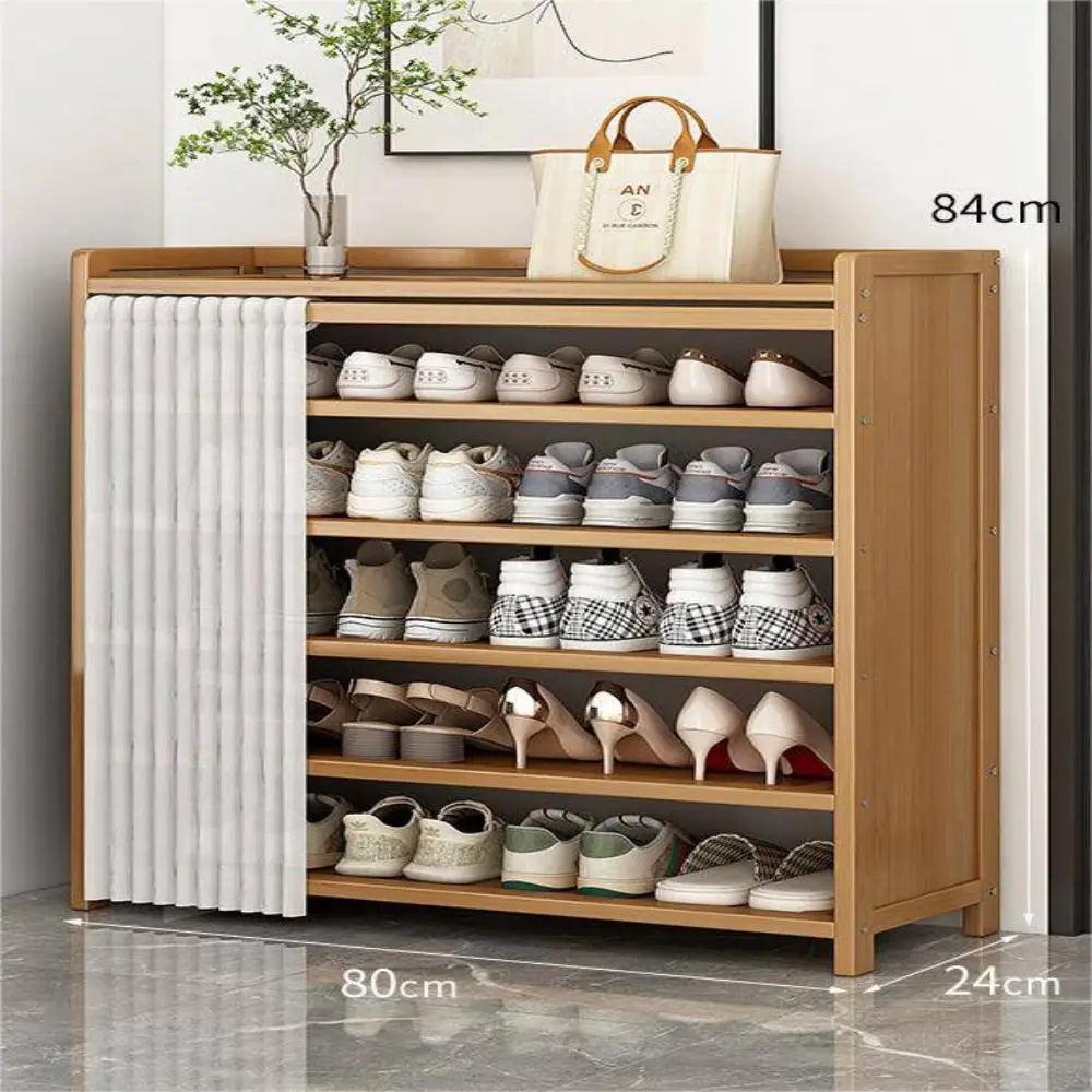 6-Tier Simple Shoe Wooden Cabinet Organizer With Storage Shelves