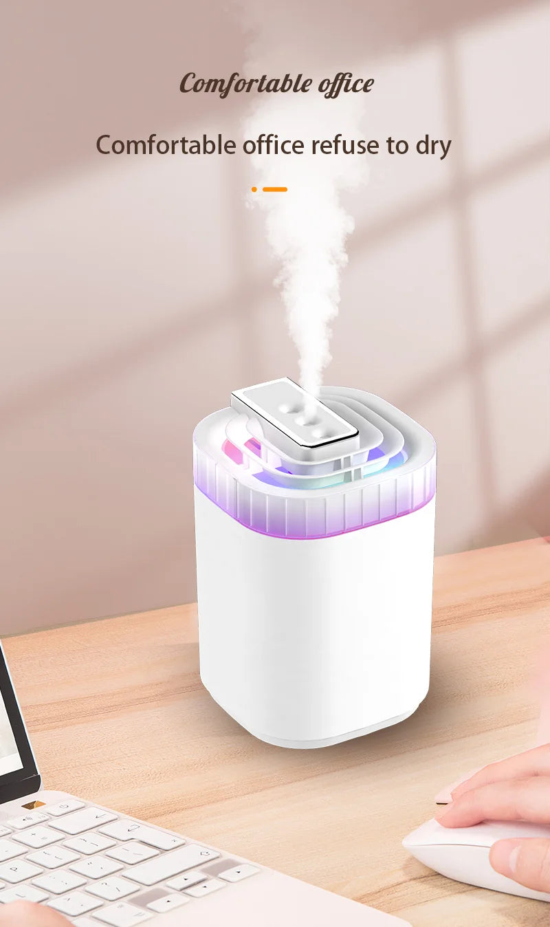 3L Ultrasonic Air Cool Mist USB Aromatic Humidifier with Night Light and 3 Nozzles