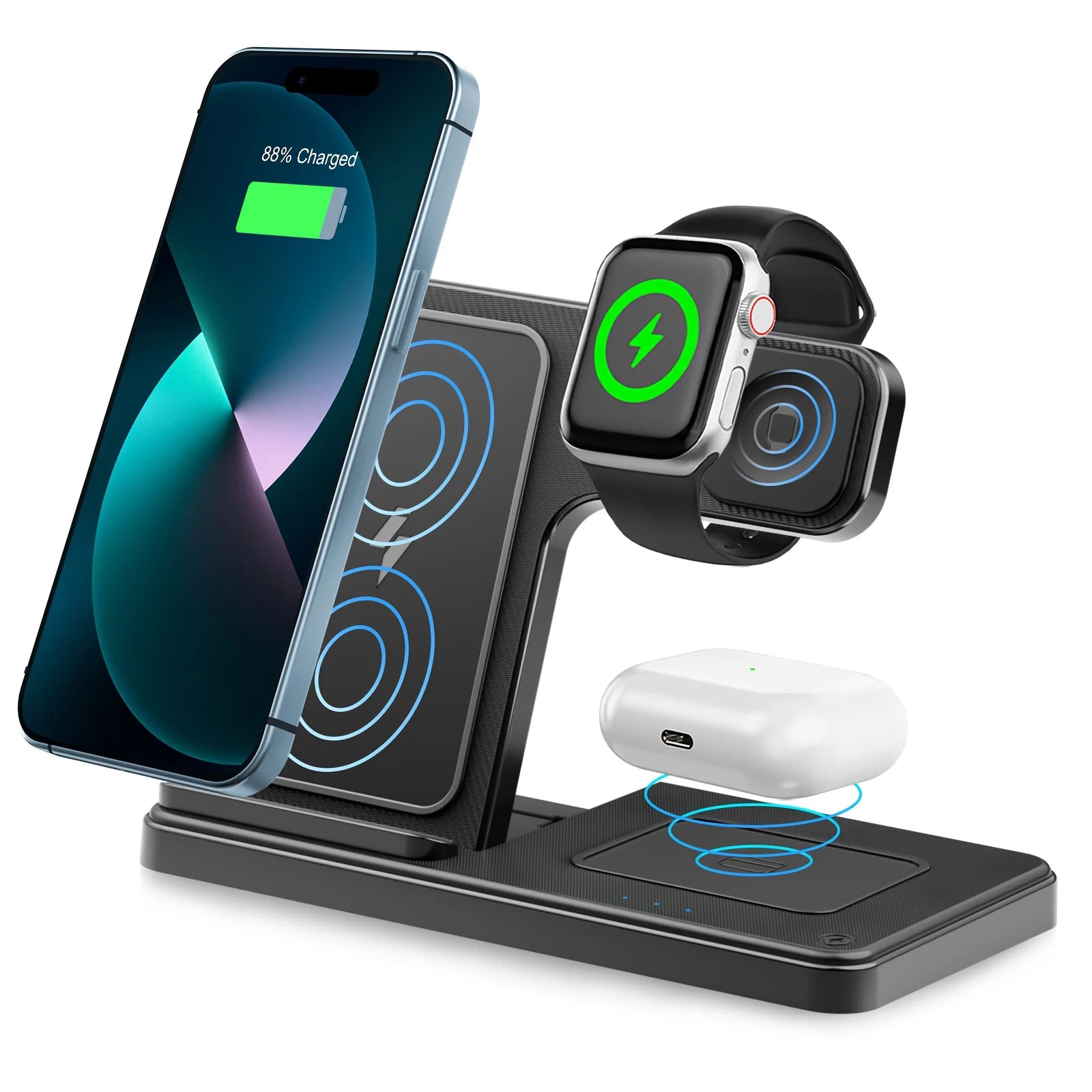 3 In 1 Magnetic Wireless Charger Stand 15W Fast Charging Dock Station Multiple Devices for iPhone
