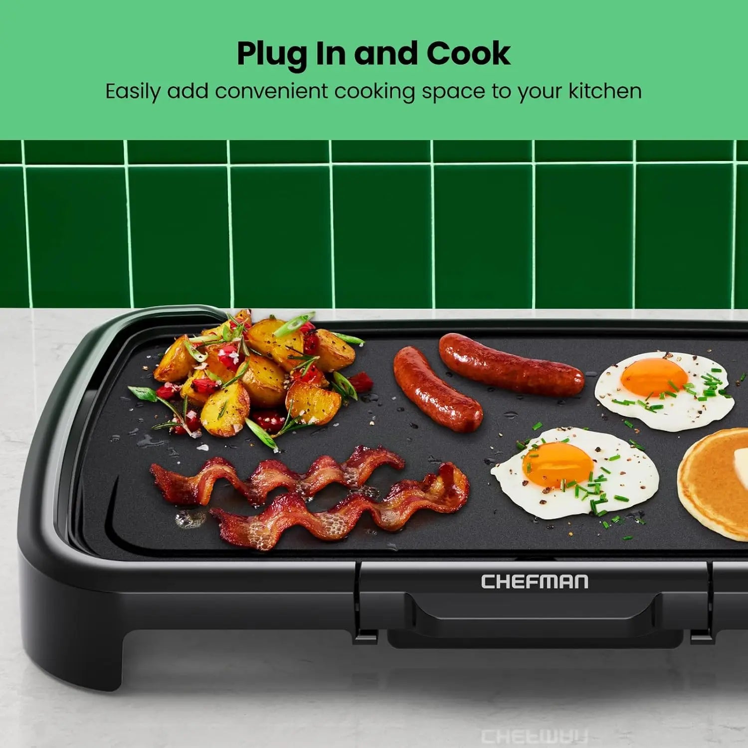 Electric Griddle with Removable Temperature Control, Nonstick 10 x 20 Inch Flat Top Grill, Slide Out Drip Tray,
