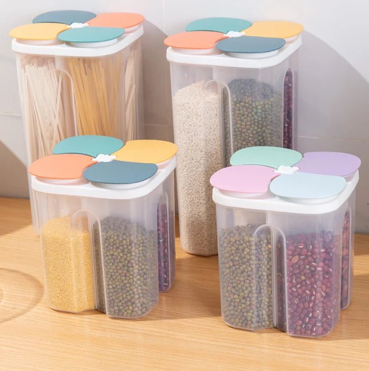 Kitchen Food Storage Box Plastic 4 grids Sealed Food Container Moisture-proof - Lovies Kitchenwares