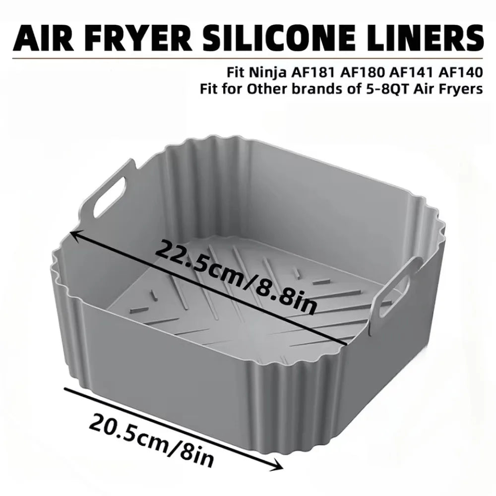 22.5cm Silicone Air Fryer Liners Reusable Non-Stick Basket 5-8QT Air Fryer Accessories