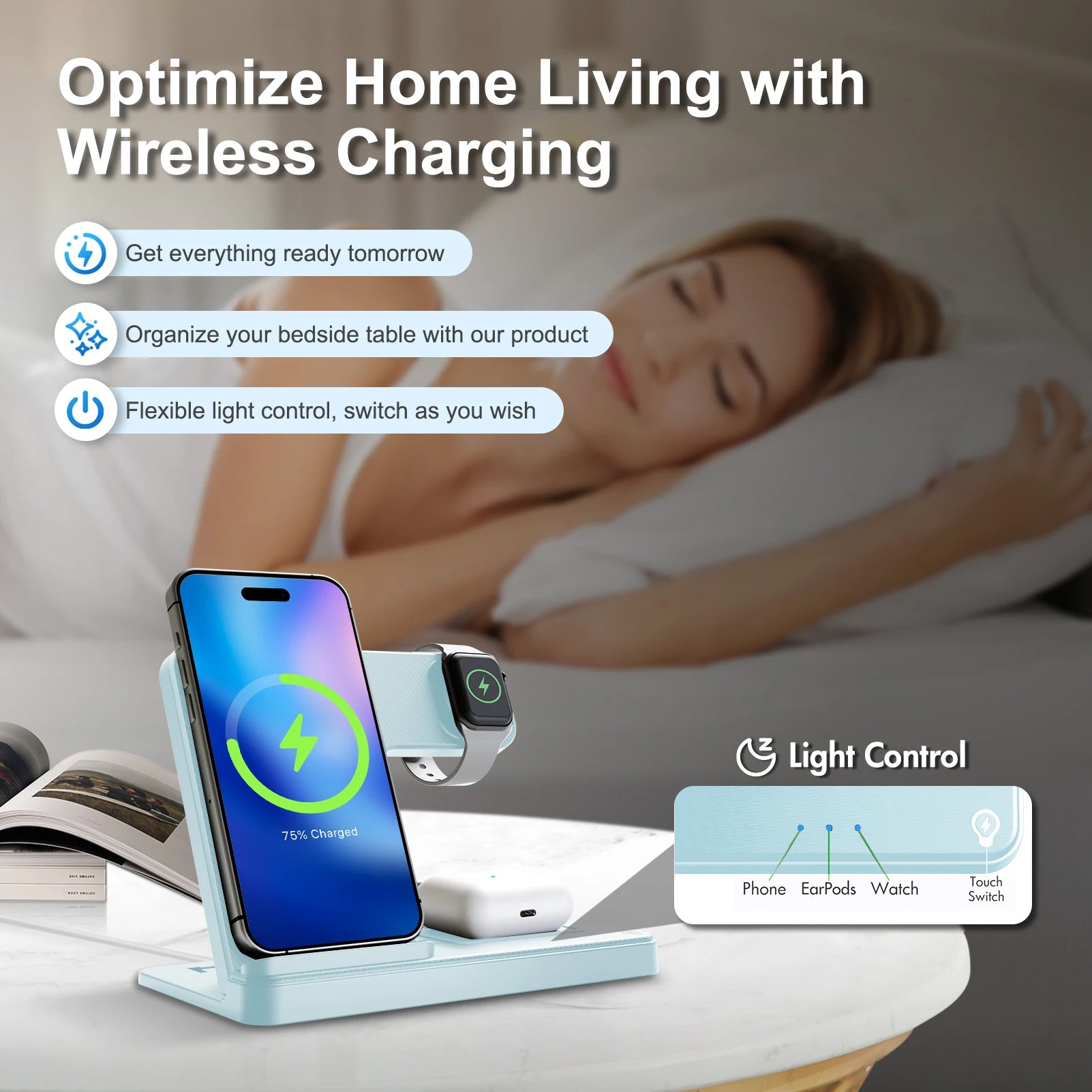 3 In 1 Magnetic Wireless Charger Stand 15W Fast Charging Dock Station Multiple Devices for iPhone