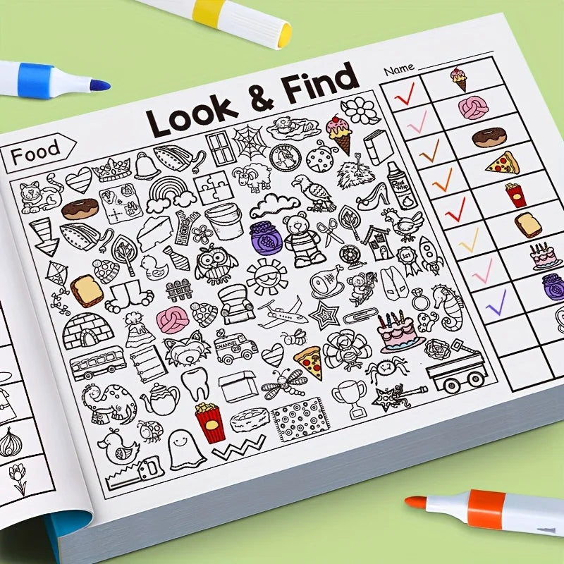 Children's Hidden Object Coloring Book, Contains 100+ Search and Coloring Activities - Interactive Search and Coloring Activity Workbook,  Travel - Educational Puzzle Book, Coloring Exercise Book, Early Education Materials, S