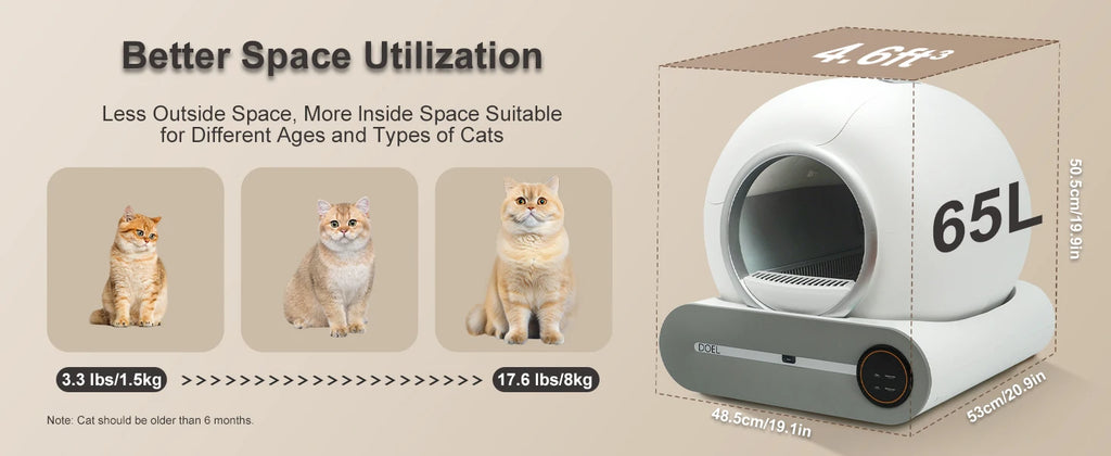 2.4G WiFi Smart Cat Toilet App Control & Automatic Self Cleaning Cat Litter Box With Trash Bag