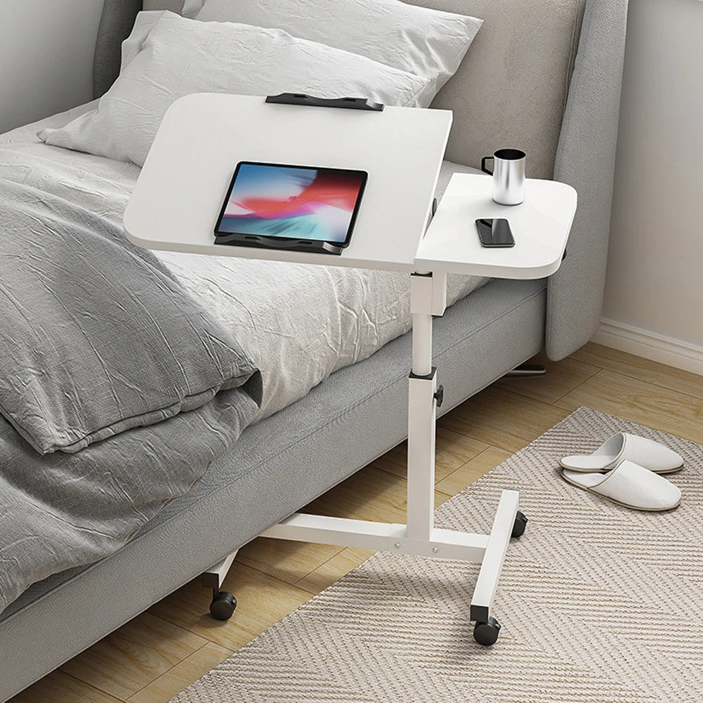 Movable Overbed Table With Wheels, Adjustable Height with Rolling Tray Table