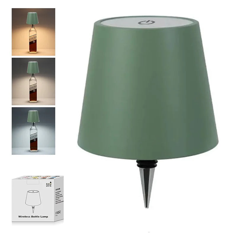 Wireless Bottle Table Touch Control Lamp With 3 Colors & Dimming Night Lamp