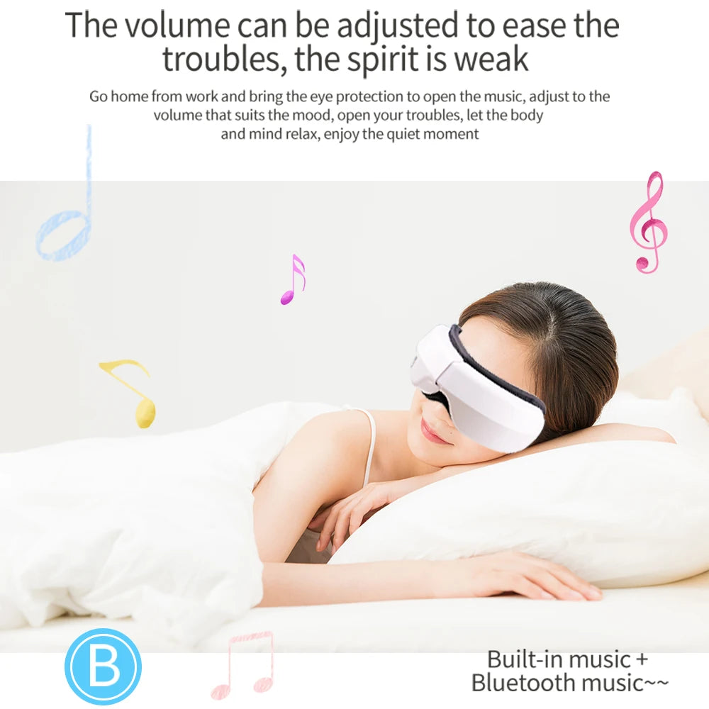 6D Smart Eye Vibrating Massager, Airbag Compress Eye Care, Bluetooth Music Ready