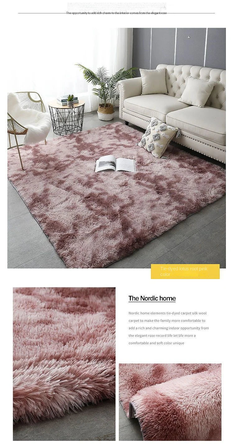 Tie-Dye Plush Carpet Non-Slip Multi-Room Decoration Soft Fluffy Home Mat
