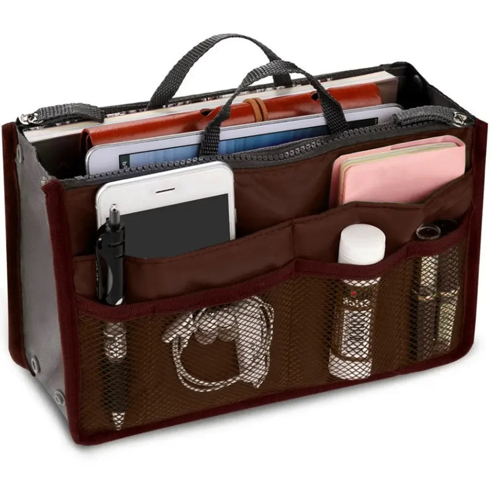 Women's Foldable Nylon Cosmetic Organizer Travel Large Capacity Handbag
