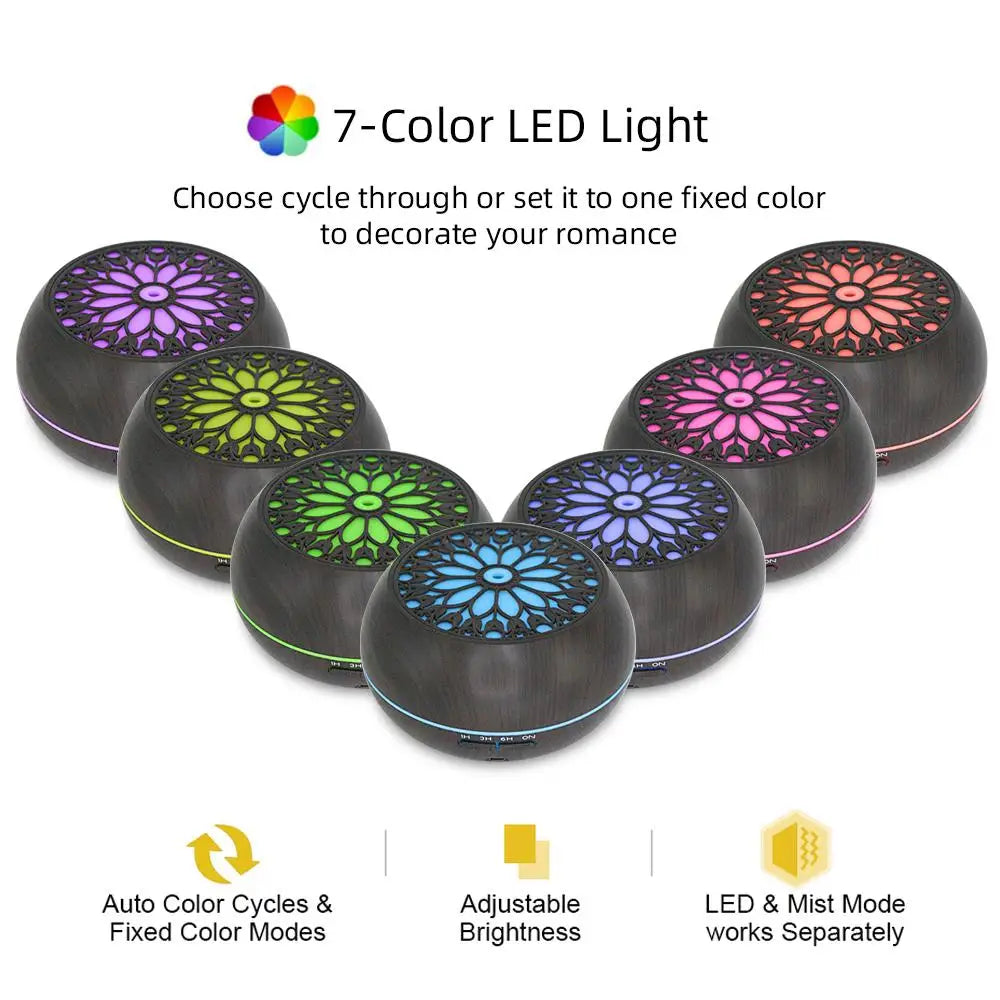 550ml Essential Oil Diffuser with Remote, 6 Scents, Auto-Off Safety, Aromatherapy Humidifier