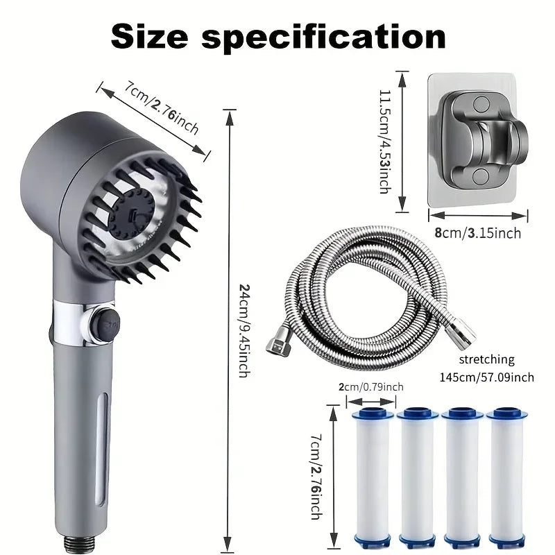 Turbo Charged Multiple Spray Modes Handheld Filter Shower Head With On/Off Switch
