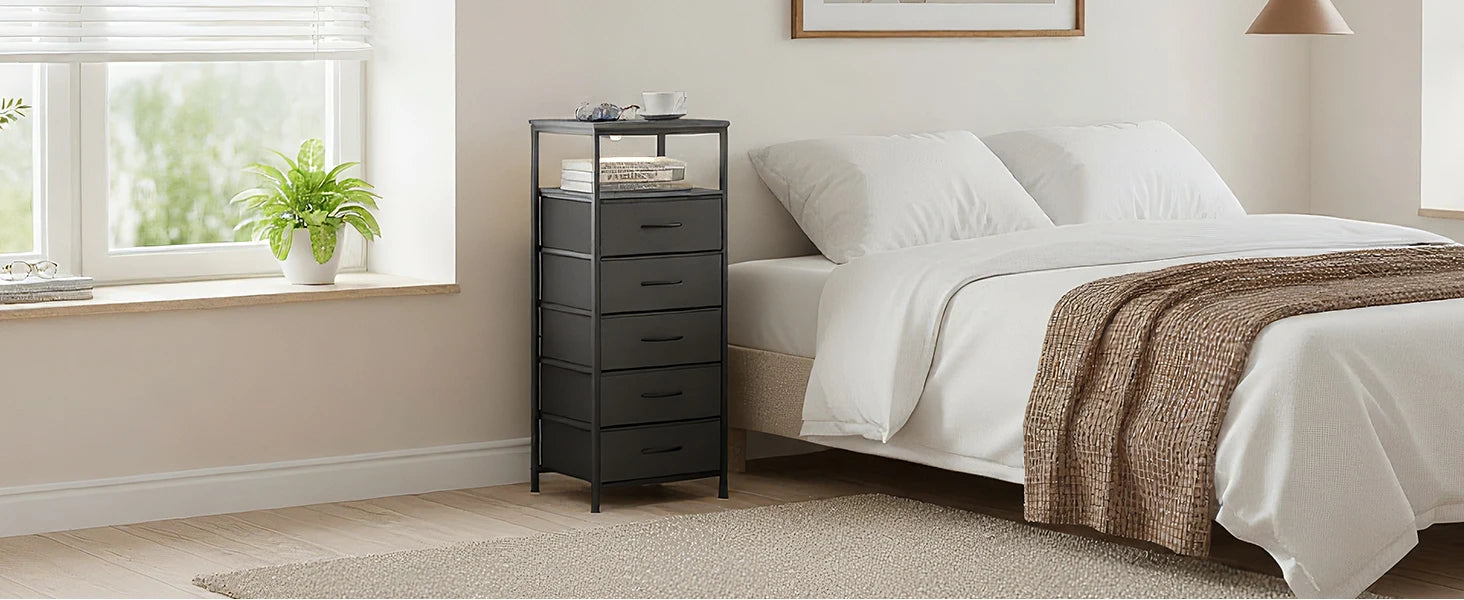 5 Fabric Dresser Drawer with Charging Station and Outlets