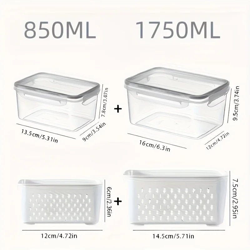 4pcs/Set Leak-Proof Food Storage Containers-Airtight, Stackable Meal Prep Boxes-Suitable for Fruits, Vegetables, Meat & Grains - Lovies Kitchenwares