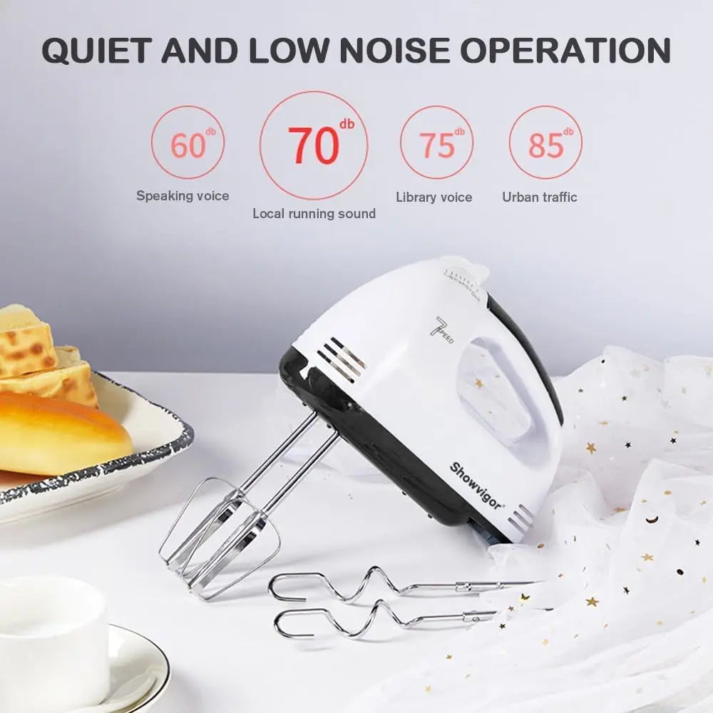 Electric Hand Mixer 180W with 5 Stainless Steel Attachments, 7 Speeds, Turbo Boost & Eject Button