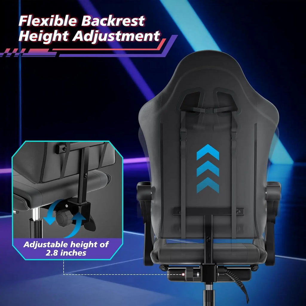 Ergonomic Design Computer Chair with Linkage Armrests, Height Adjustable Gamer Chair with Footrest and Headrest