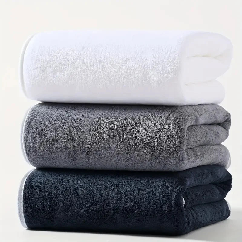 3PCS Large Bath Towels Set Grey Adult Coral Velvet Bath Towels