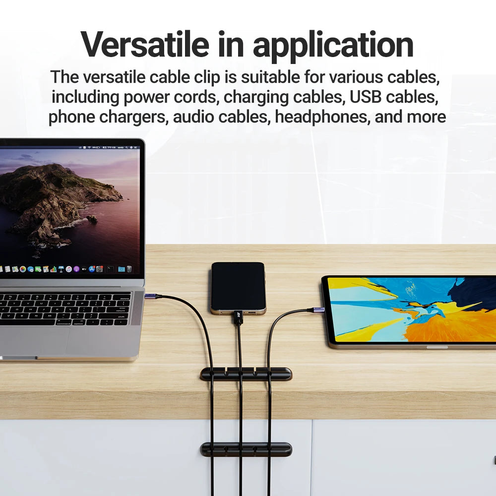 Adhesive Cable Clip Holder For Wire Organizer With USB Charging Cable