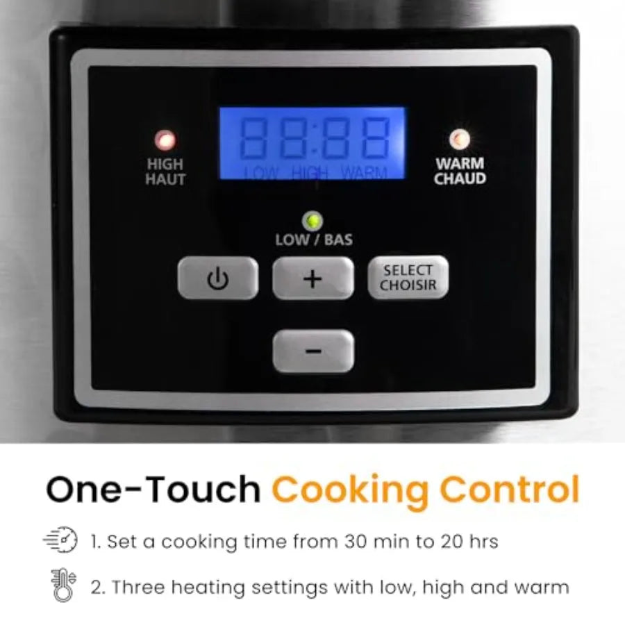 6QT Programmable Slow Cooker Multi-Cooker & Food Warmer with 2 in 1 Silicone Liners  Digital Timer 3 Adjustable Temps