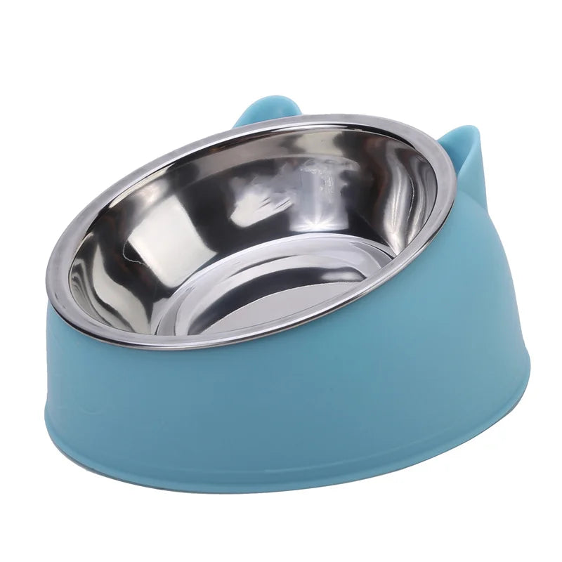 1/2/5pcs Created Inclined Cat Water Bowl & Stainless Steel Feeding Bowl