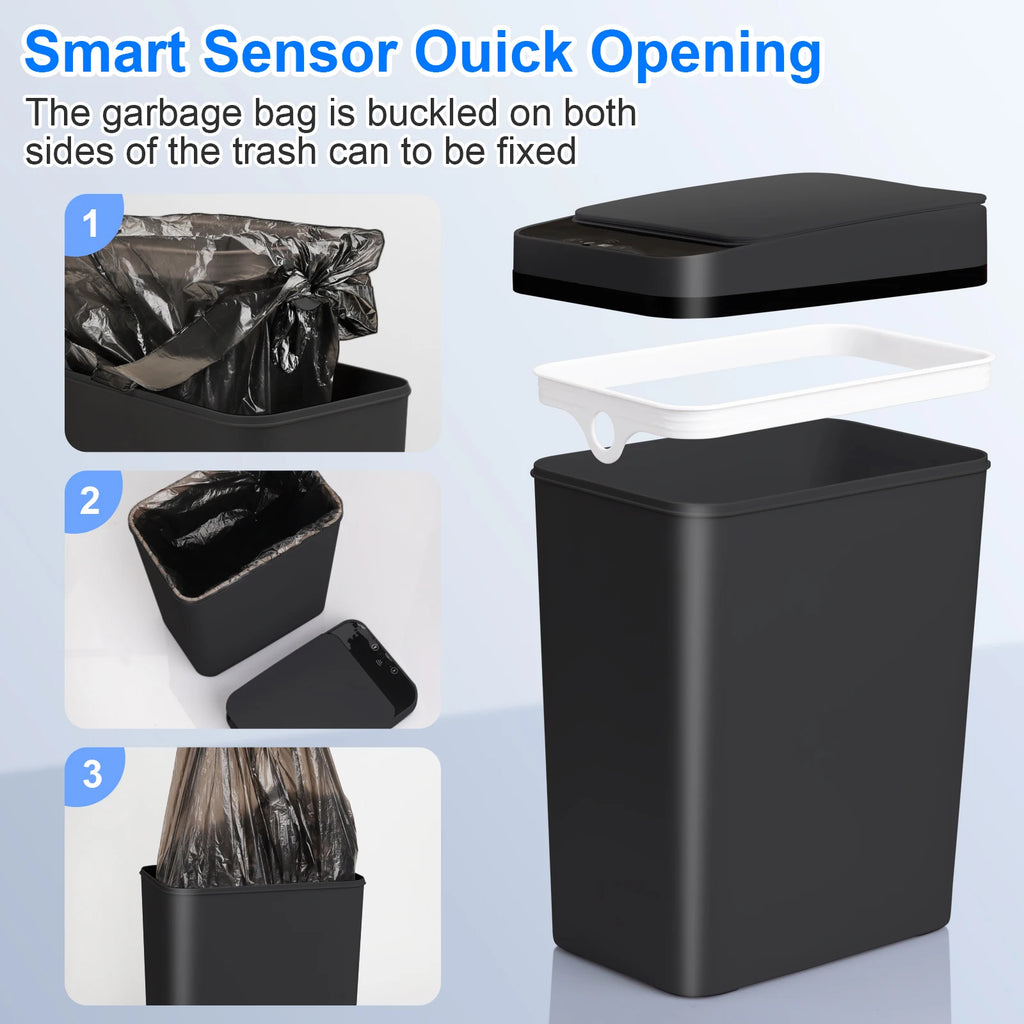 2 Pack 12L  Automatic Multi-Room Hand Sensor Trash Cans
