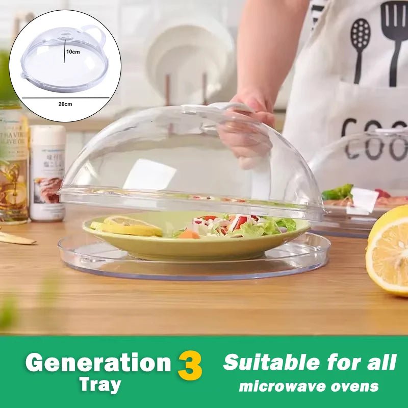Microwave Food Splash Guard High Temperature Resistant Food Heating Cover with Steam Vent and Handle With Transparent Plate Cover - Lovies Kitchenwares