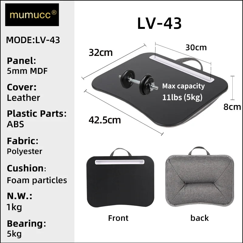 Multifunctional Laptop Desk With Foam Particle Filled Cushion & Hard Mouse Pad
