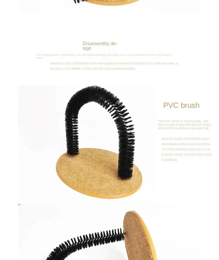 Cat Toy Arch Self Groomer and Pamper Feline with A Massage Grooming Rubbing Brush and Scratching Pad Toy