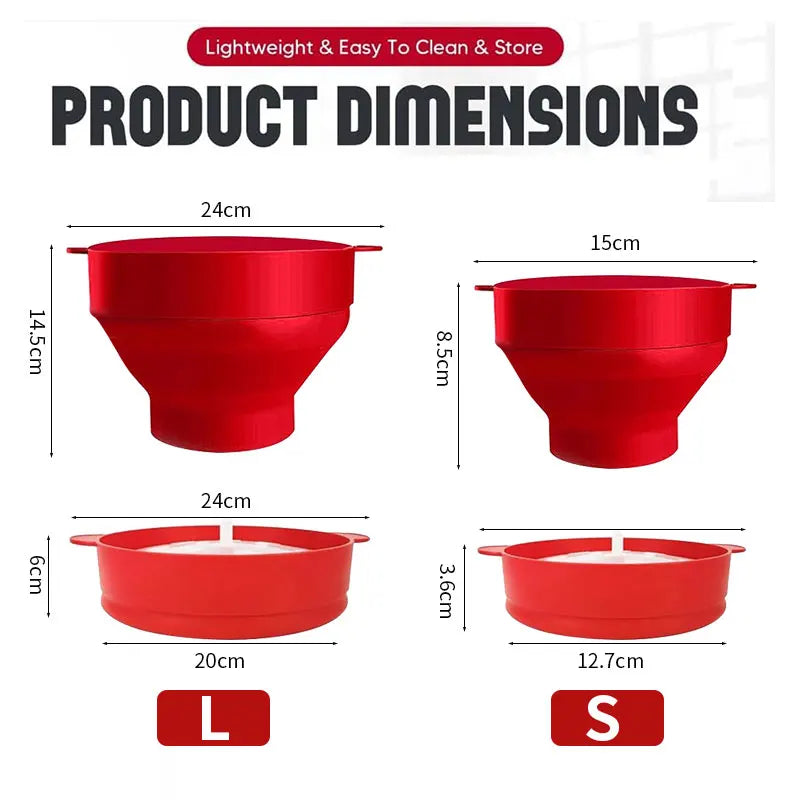 Silicone Microwave Popcorn Popper with Bowl and Lid Dishwasher Safe