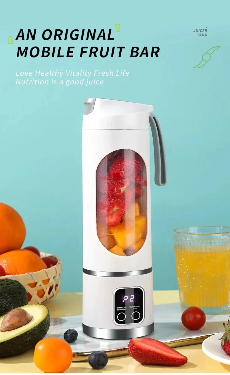 12 Blade Portable Fruit Juicer 450ml Capacity 3 Gears USB Rechargeable Blender Ice Crusher