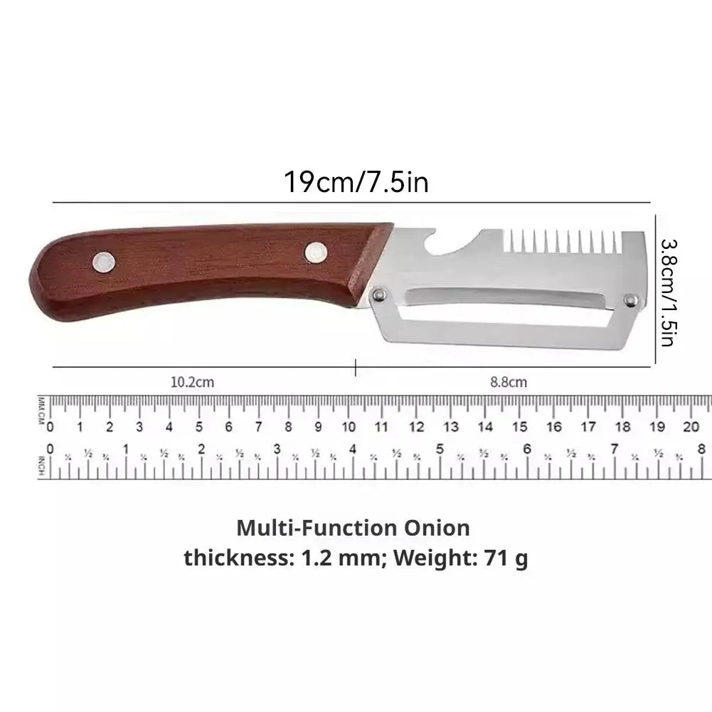 3-in-1 Stainless Steel Vegetable Peeler Knife With Wooden Handle And Bottle Opener Kitchen Tool - Lovies Kitchenwares