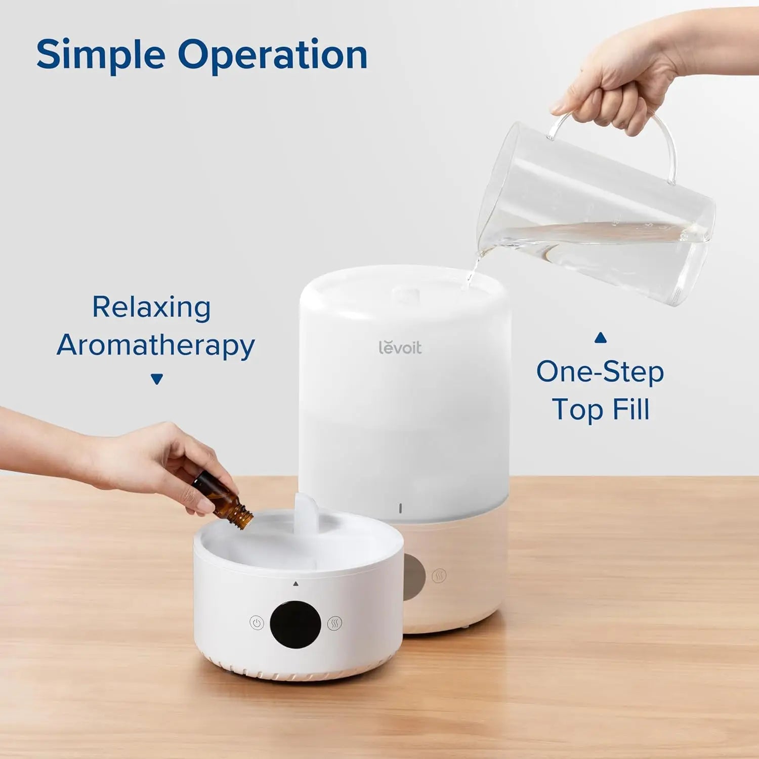 Smart Cool Mist Humidifier with App Control, Auto Humidity Setting, Voice Control & Essential Oil Diffuser - 3L White