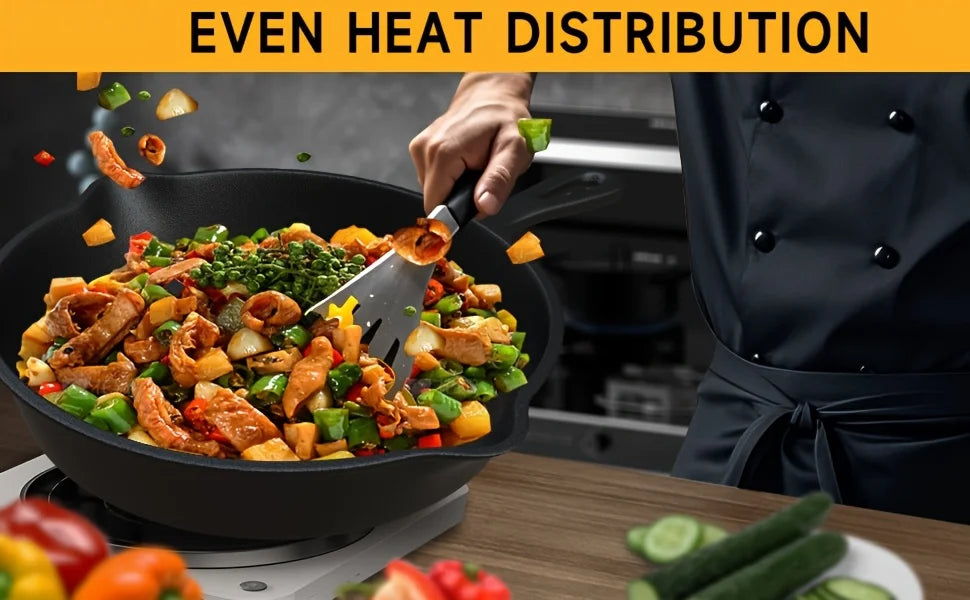 3PCS Cast Iron Skillet Set (6/8/10 Inch)  Pre-Seasoned, Non-Stick Heavy-Duty Pans